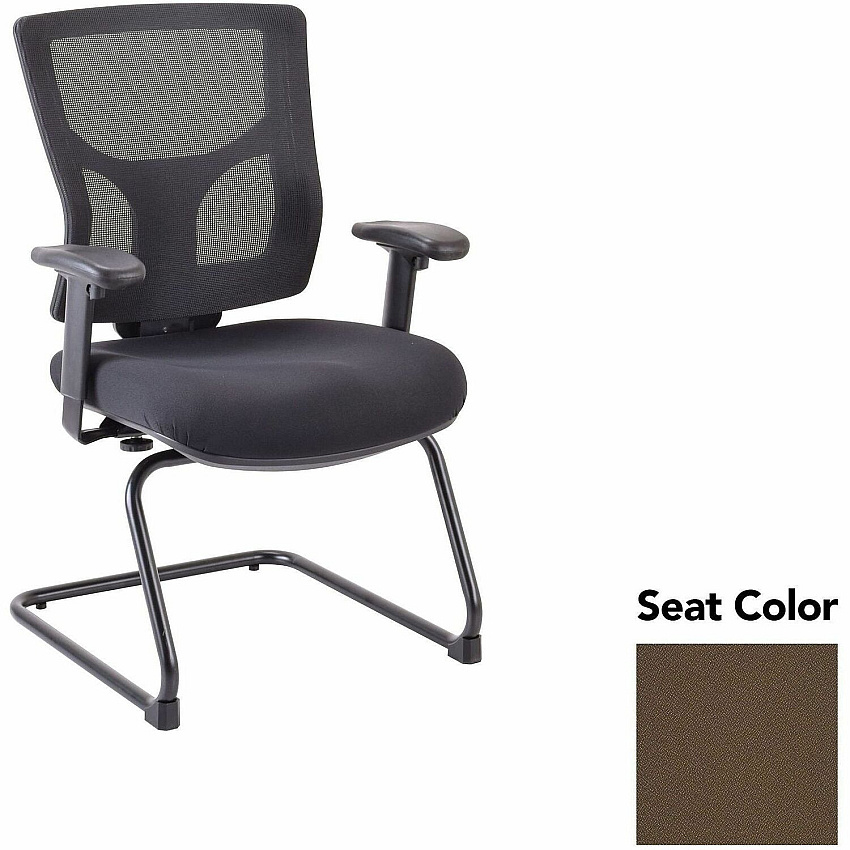 Lorell Conjure Sled Base Guest Chair Forte Fudge Seat Color - Polyurethane Foam Seat Material - Mesh Back Material - Mid Back - Cantilever, Sled Base - Armrest - 1 Each (LLR6200941)