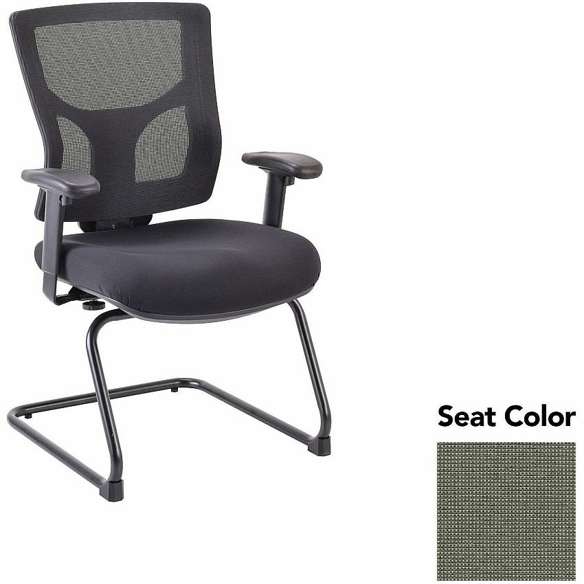 Lorell Conjure Sled Base Guest Chair Shire Sage Seat Color - Polyurethane Foam Seat Material - Mesh Back Material - Mid Back - Cantilever, Sled Base - Armrest - 1 Each (LLR6200985)