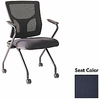 Lorell Conjure Mesh Training Chairs with Arms Perfection Navy Seat Color - Polyurethane, Foam Seat Material - Mesh Back Material - High Back - Black - Armrest - 2 / Carton (LLR6201966)