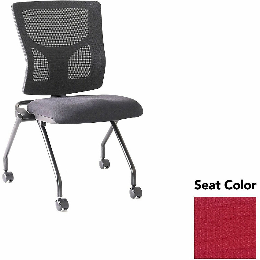 Lorell Conjure Mesh Training Chairs Real Red Seat Color - Polyurethane Foam Seat Material - Mesh Back Material - 2 / Carton (LLR6202002)