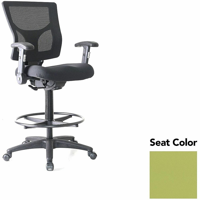 Lorell Conjure Office Stool Dillon Apple Green Seat Color - Polyurethane Foam Seat Material - Mesh Back Material - Armrest - 1 Each (LLR62021009)