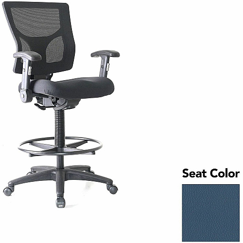 Lorell Conjure Office Stool Dillon Ocean Seat Color - Polyurethane Foam Seat Material - Mesh Back Material - Armrest - 1 Each (LLR62021010)