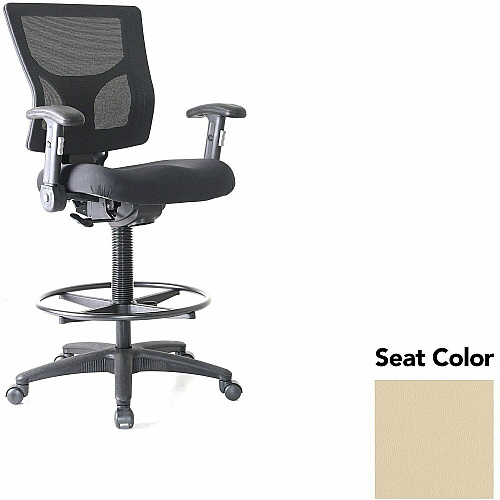 Lorell Conjure Office Stool Dillon Buff Seat Color - Polyurethane Foam Seat Material - Mesh Back Material - Armrest - 1 Each (LLR62021007)