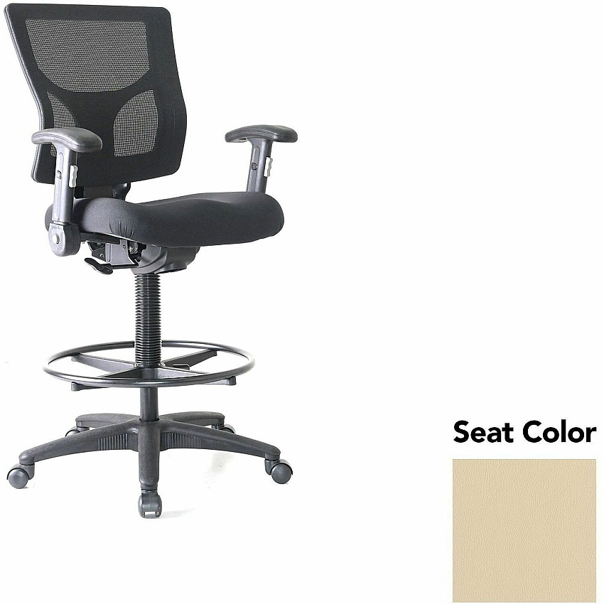 Lorell Conjure Office Stool Dillon Buff Seat Color - Polyurethane Foam Seat Material - Mesh Back Material - Armrest - 1 Each (LLR62021007)