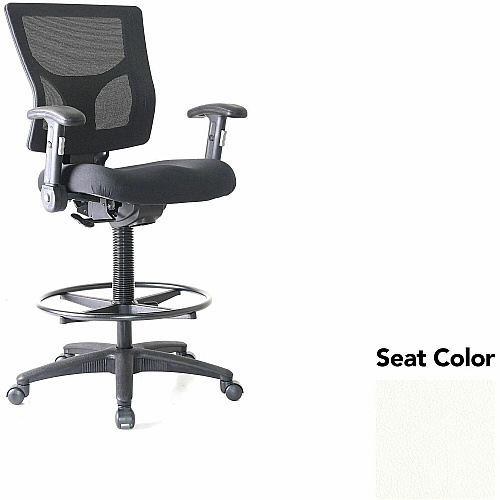 Lorell Conjure Office Stool Dillon Snow Seat Color - Polyurethane Foam Seat Material - Mesh Back Material - Armrest - 1 Each (LLR62021103)