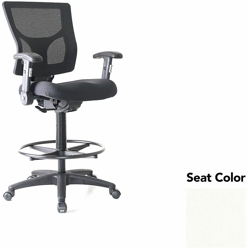 Lorell Conjure Office Stool Dillon Snow Seat Color - Polyurethane Foam Seat Material - Mesh Back Material - Armrest - 1 Each (LLR62021103)