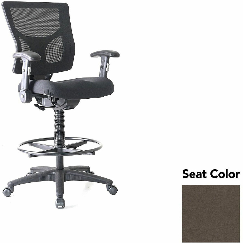 Lorell Conjure Office Stool Dillon Java Seat Color - Polyurethane Foam Seat Material - Mesh Back Material - Armrest - 1 Each (LLR62021077)