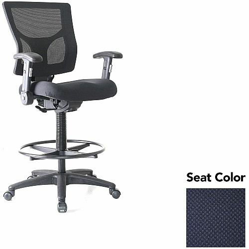 Lorell Conjure Office Stool Perfection Navy Seat Color - Polyurethane Foam Seat Material - Mesh Back Material - Armrest - 1 Each (LLR6202166)