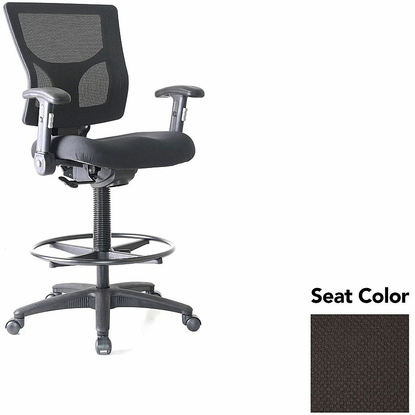 Lorell Conjure Office Stool Perfection Black Seat Color - Polyurethane Foam Seat Material - Mesh Back Material - Armrest - 1 Each (LLR6202163)