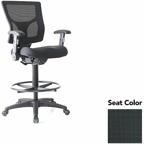 Lorell Conjure Office Stool Expo Tuxedo Seat Color - Polyurethane Foam Seat Material - Mesh Back Material - Armrest - 1 Each (LLR6202135)