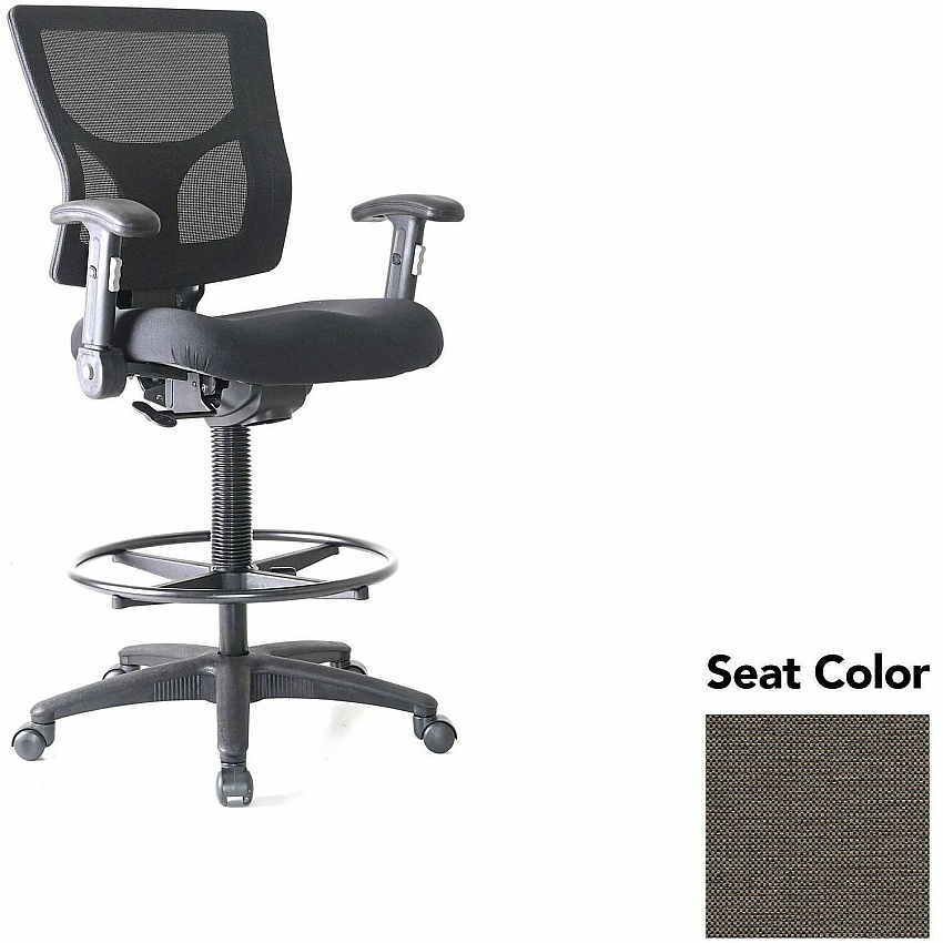 Lorell Conjure Office Stool Shire Stonewall Seat Color - Polyurethane Foam Seat Material - Mesh Back Material - Armrest - 1 Each (LLR6202186)