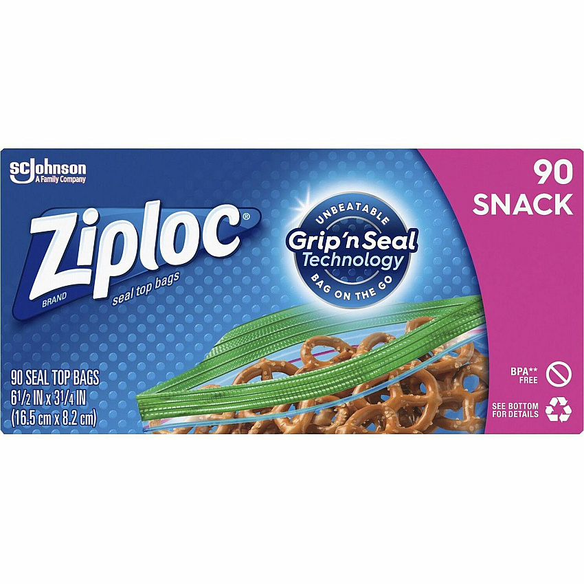 Ziploc&reg; Snack Size Storage Bags 6.50" Length x 3.75" Width - Clear - Snack, Food, Storage, Fruit, Vegetables, School, Park, Office, Commercial, Industrial/ - 90 / Box (366131)