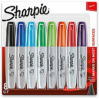 Sharpie Chisel Tip Permanent Markers Thin Chisel, Thick Marker Point - Assorted Ink - Alcohol Based - 8 / Pack (38250PPA)