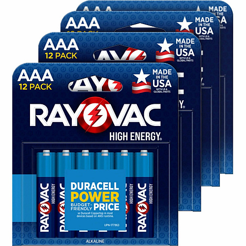 Rayovac High Energy Battery For Flashlight, Mouse, Remote Control, Smart Home Device - AAA - 12/Pack - 4 / Carton (82412TCT)