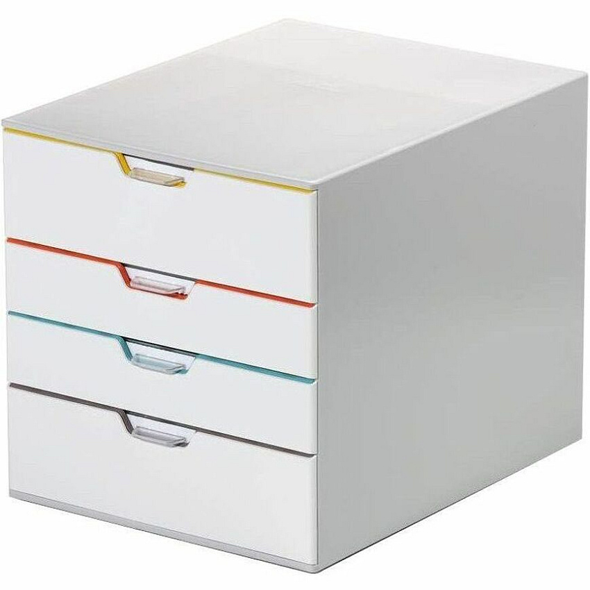 DURABLE Varicolor 4-Drawer Desktop Storage Box 4 Drawer(s) - 11.50" Height x 11.02" Width x 14.02" Depth - Desktop - Stackable - Labeling Area, Non-slip Feet, Removable Drawer, Recessed Handle - Gray - Plastic - 1 Each (762427)