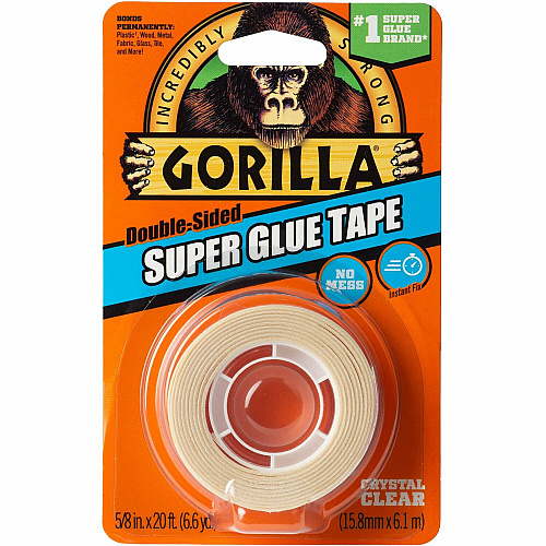 Gorilla Glue Super Glue Tape Clear - For Multipurpose, Indoor, Outdoor, Craft Project, School, Plastic, Wood, Metal - 1 Each (109340)