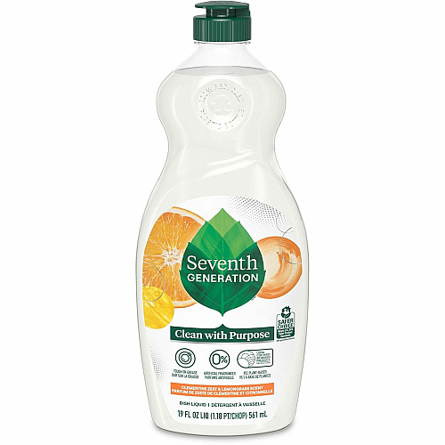 Seventh Generation Free/Clear Natural Dish Liquid For Dish - Liquid - 19 fl oz (0.6 quart) - Free & Clear, Clementine Zest & Lemongrass Scent - Petroleum Free, Hypoallergenic, Non-toxic, Bio-based, Fragrance-free, Gluten-free, Phosphate-free - Cle (44985)