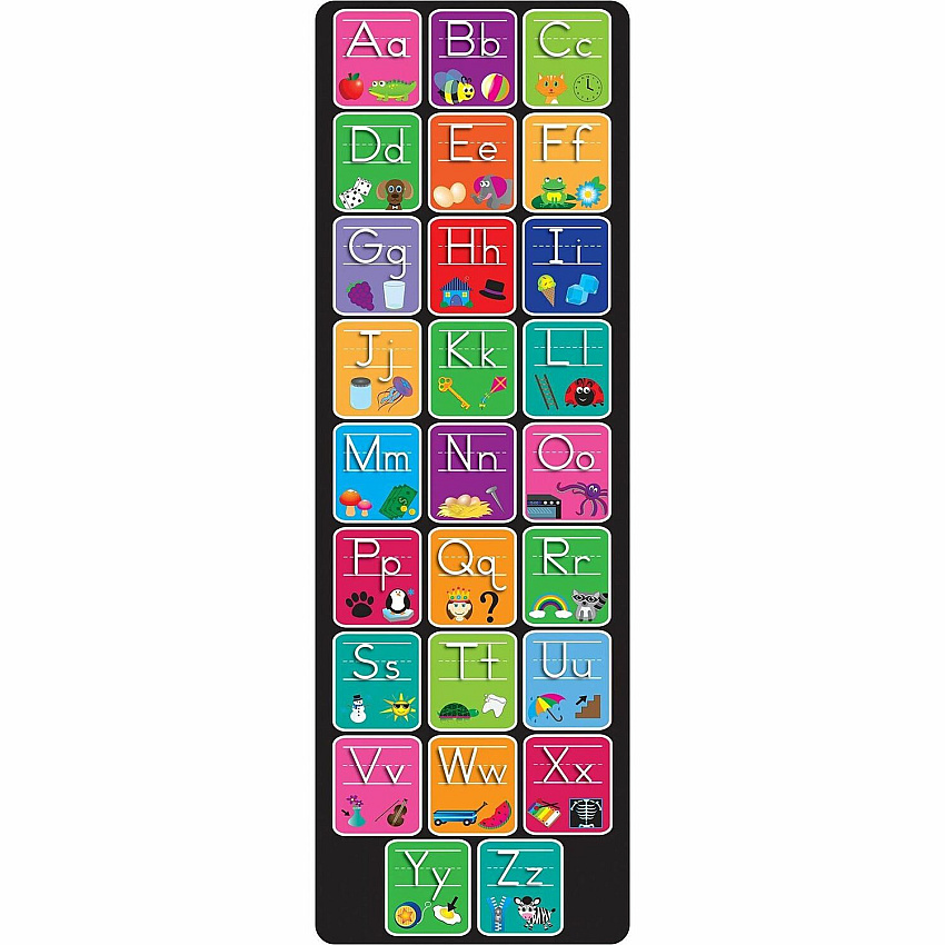 Ashley Smart Poly Original Fun Mat Floor, Classroom - 47" Length x 15.50" Width - Alphabet, Matching Pictures - Multicolor - 1 Each (91403)