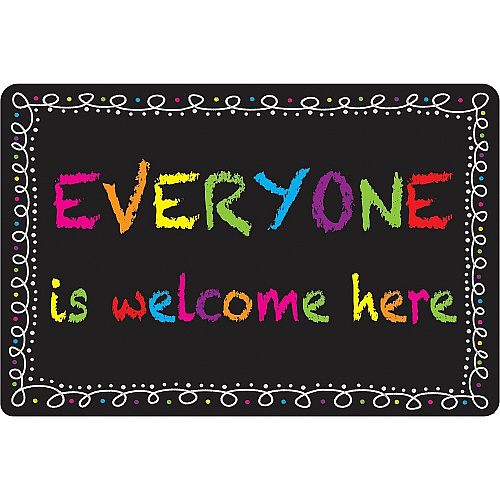 Ashley Smart Poly Original Fun Welcome Mat Classroom, Floor, Student - 15.50" Length x 23.50" Width - Everyone is Welcome Here, Chalk Loop - Multicolor - 1 Each (91508)