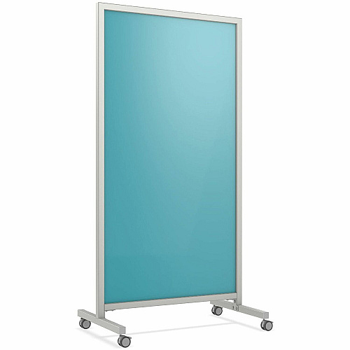Ghent EZ Mobile Glassboard 36" (3 ft) Width x 72" (6 ft) Height - Blue Glass Surface - Gray Aluminum, Silver Frame - Magnetic - Durable, Casters, Easy to Clean, Ghost Resistant, Stain Resistant, Heavy Duty, Locking Casters, Magnetic, Double- (EZ1MA7538BE)
