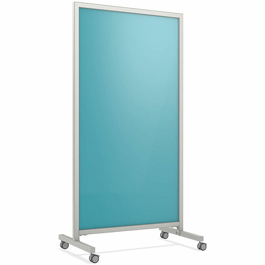 Ghent EZ Mobile Glassboard 36" (3 ft) Width x 72" (6 ft) Height - Blue Glass Surface - Gray Aluminum, Silver Frame - Magnetic - Durable, Casters, Easy to Clean, Ghost Resistant, Stain Resistant, Heavy Duty, Locking Casters, Magnetic, Double- (EZ1MA7538BE)