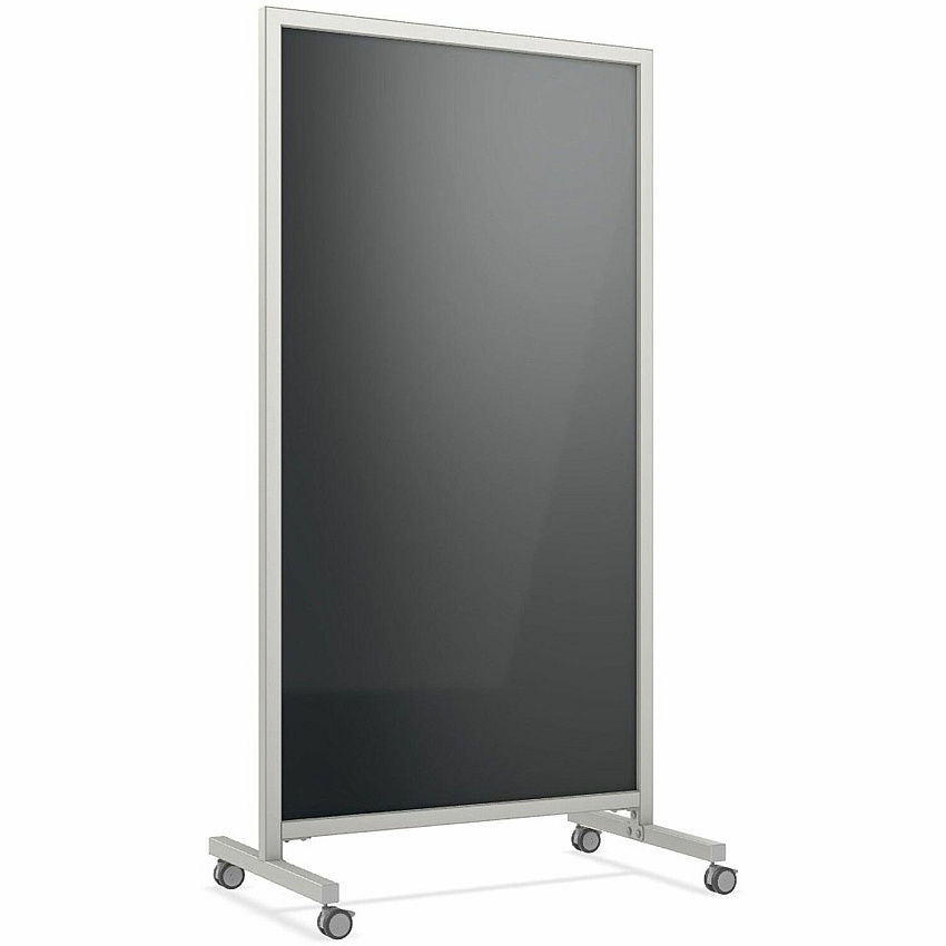 Ghent EZ Mobile Glassboard 36" (3 ft) Width x 72" (6 ft) Height - Black Glass Surface - Gray Aluminum, Silver Frame - Magnetic - Durable, Casters, Easy to Clean, Ghost Resistant, Stain Resistant, Heavy Duty, Locking Casters, Magnetic, Double (EZ1MA7538BK)