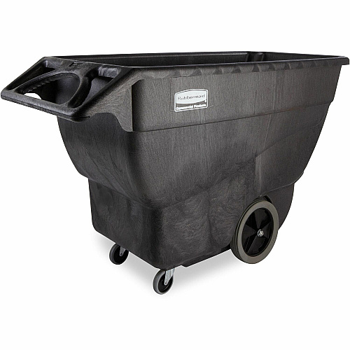 Rubbermaid Commercial Structural Foam Tilt Truck Steering Wheel Handle - 600 lb Capacity - 4 Casters - Structural Foam, Resin - 64.50" Length x 30.25" Width x 38" Height - Black - 1 Each (FG101100BLA)