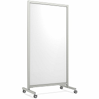 Ghent EZ Mobile Glassboard 36" (3 ft) Width x 72" (6 ft) Height - White Glass Surface - Gray Satin Aluminum, Silver Frame - Double-sided, Durable, Casters, Ghost Resistant, Stain Resistant, Heavy Duty, Locking Casters - Assembly Required - 1 (EZ1NA7538WH)