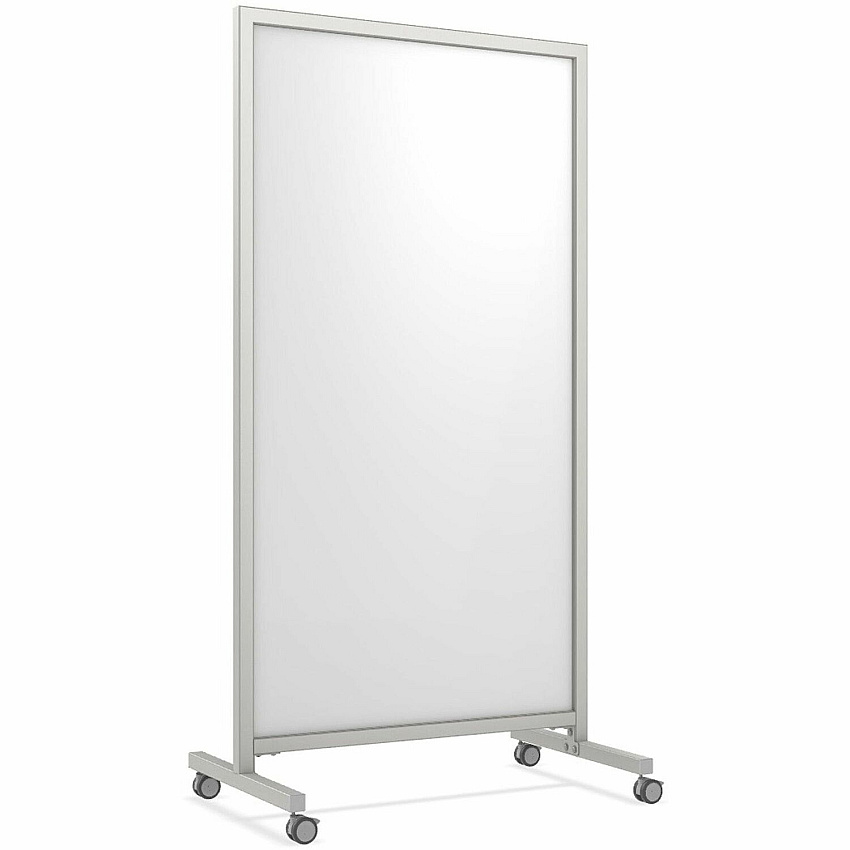 Ghent EZ Mobile Glassboard 38" (3.2 ft) Width x 75" (6.3 ft) Height - White Porcelain Surface - Anodized Satin Aluminum Frame - Vertical - Magnetic - Ghost Resistant, Stain Resistant, Heavy Duty, Locking Casters, Durable, Casters, Scratch Resi (EZ6MA7538)