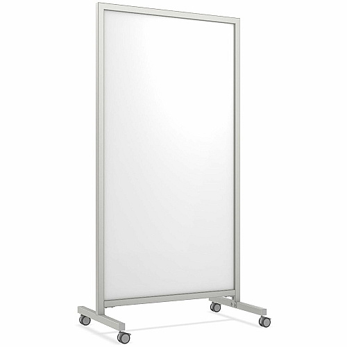 Ghent EZ Mobile Glassboard 36" (3 ft) Width x 72" (6 ft) Height - White Glass Surface - Gray Satin Aluminum, Silver Frame - Magnetic - Durable, Casters, Ghost Resistant, Stain Resistant, Heavy Duty, Locking Casters, Magnetic, Double-sided -  (EZ1MA7538WH)
