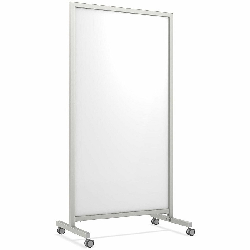 Ghent EZ Mobile Glassboard 36" (3 ft) Width x 72" (6 ft) Height - White Glass Surface - Gray Satin Aluminum, Silver Frame - Magnetic - Durable, Casters, Ghost Resistant, Stain Resistant, Heavy Duty, Locking Casters, Magnetic, Double-sided -  (EZ1MA7538WH)
