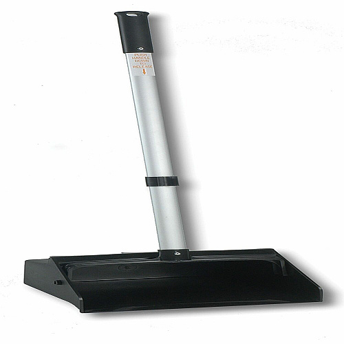 Genuine Joe Lobby Dust Pan 11.50" Wide - 30" Aluminum Handle - Black, Silver - 6 / Carton (85237CT)