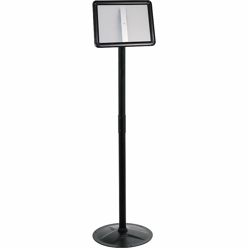 Kantek Floor Stand Sign Holder Print/Message - "Portrait, Landscape - 51" Height - Heavy Duty, Impact Resistant - High Traffic Area, Display, Sign, Indoor, Outdoor - Steel - Black - 1 Each (SH817)