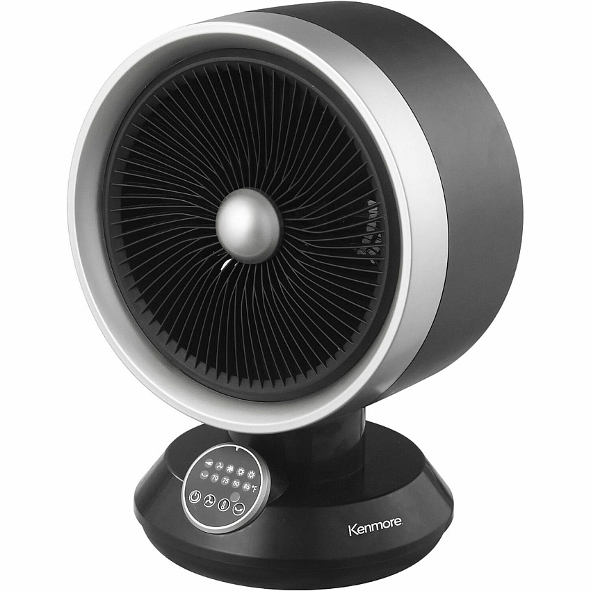 ESM Desk Fan & Heater Combo 2 x Heat Settings - Remote Control - Oscillation - Office, Room, Kitchen - Desk - Black (KM60079BK)