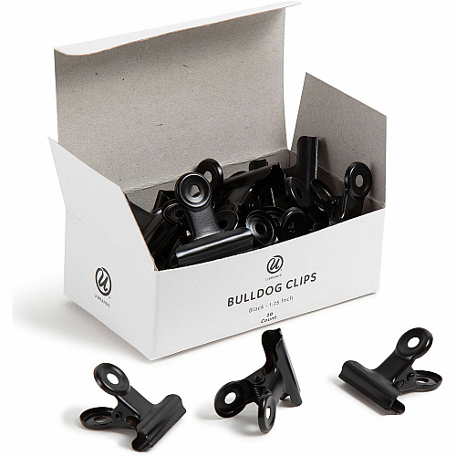 U Brands Bulldog Clip 1.3" Width - 100 Sheet Capacity - for Office, Paper, Home, School, Photo, Project, Classroom, Document, Notes, Assignment - Acid-free, Durable, Reusable, Non-slip Grip, Non-magnetic, Non-toxic - Black - Metal, Steel - 20  (3610U0624)