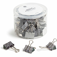 U Brands Binder Clip Medium - 1" Width - 145 Sheet Capacity - for Paperwork, Paper, Office, Home, School, Document, Notes, File, Assignment - Acid-free, Non-magnetic, Durable, Non-slip Grip - Assorted, Silver, White, Black - Steel, Metal - 36  (3607U0624)