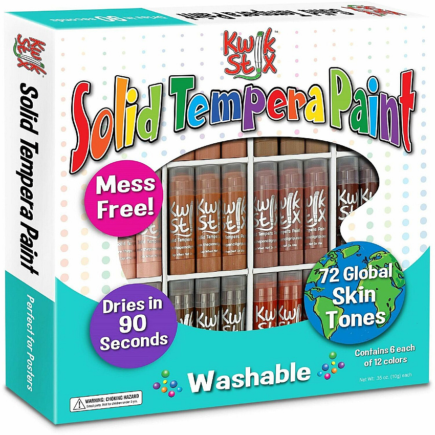 Kwik Stix Kwik Stix Tempera Paint/Paper Set Stick - Assorted Skin Tone - Washable - 72/Set - 1 Each (674)
