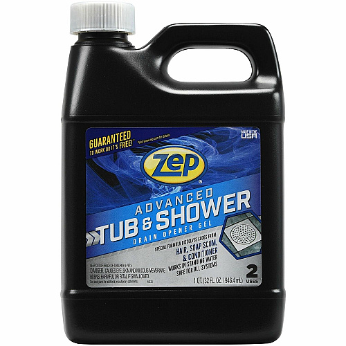 Zep Commercial Advanced Tub and Shower Drain Opener Gel For Drain, Bathtub, Shower, Home - Gel - 32 fl oz (1 quart) - Yellow - 1 Each (U49210)