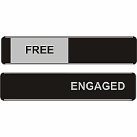 Stewart Superior Sliding Information Sign Print/Message "Free/Engaged" - 8.9" Width x 2" Height - Rectangular Shape - Door - Self-adhesive - Office - Aluminum, Polyvinyl Chloride (PVC) - Black, Silver - 1 Each (OF135)