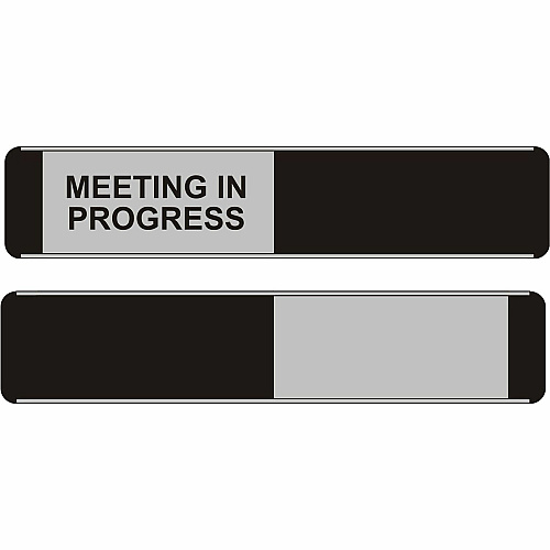 Seco Door Signs Print/Message "Meeting In Progress" - 10" Width x 2" Height - Door-mountable - Self-adhesive - Display, Meeting, Room - Aluminum, Polyvinyl Chloride (PVC) - Multicolor - 1 Each (OF141)