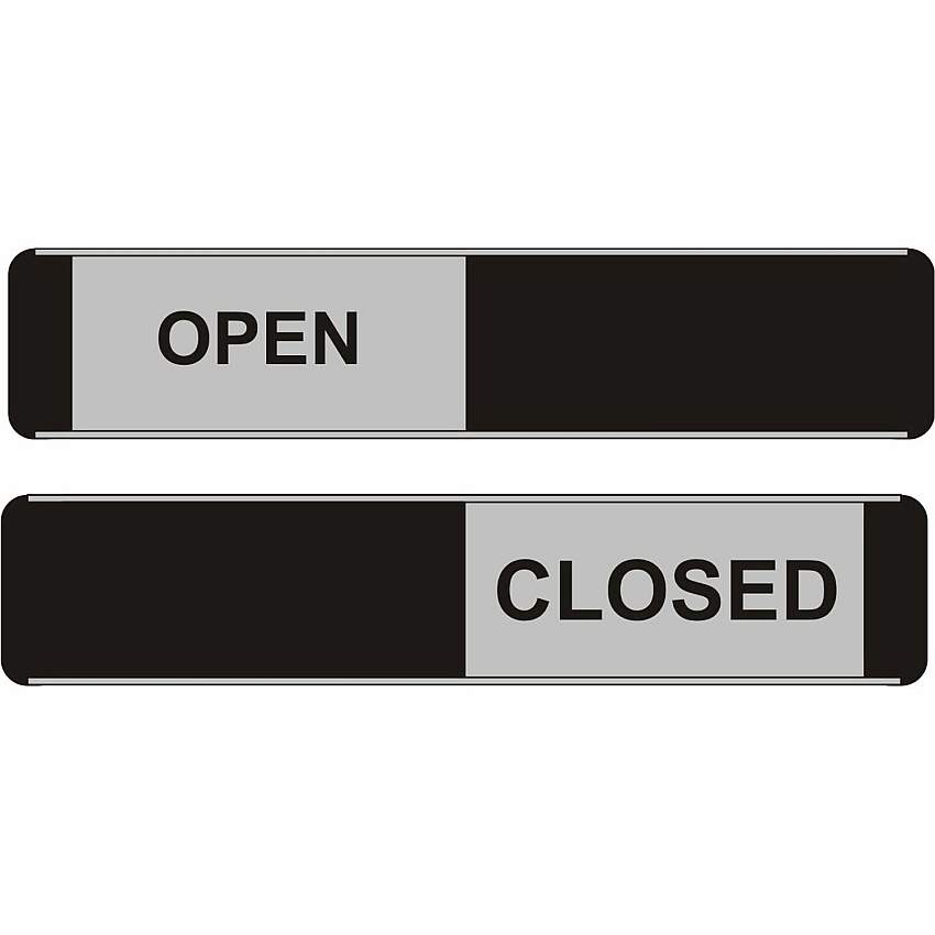 Seco Door Signs Print/Message "Open/Closed" - 10" Width x 2" Height - Door-mountable - Self-adhesive - Display, Meeting, Room - Aluminum, Polyvinyl Chloride (PVC) - Multicolor - 1 Each (OF140)