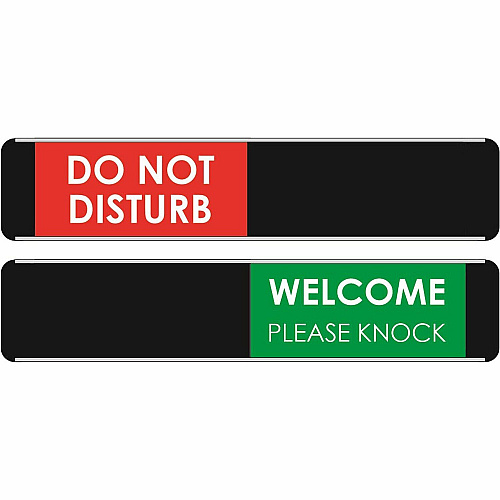 Seco Door Signs Print/Message "Do Not Disturb" , "WELCOME PLEASE KNOCK" - 10" Width x 2" Height - Door-mountable - Self-adhesive - Display, Meeting, Room - Aluminum, Polyvinyl Chloride (PVC) - Multicolor - 1 Each (BA110RG)