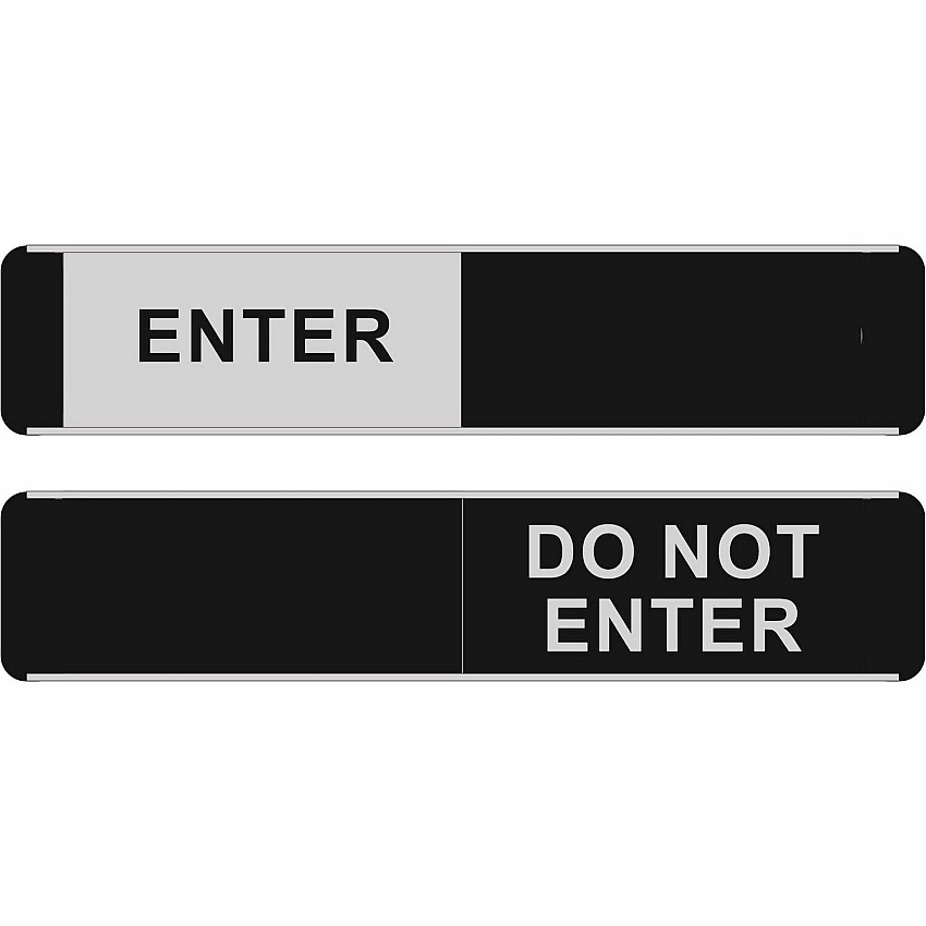 Seco Door Signs Print/Message "Enter/Do Not Enter" - 10" Width x 2" Height - Door-mountable - Self-adhesive - Display, Meeting, Room - Aluminum, Polyvinyl Chloride (PVC) - Multicolor - 1 Each (BA112)