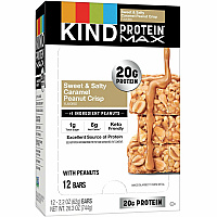 KIND Protein MAX Snack Bars High-fiber, Gluten-free, Individually Wrapped - Sweet & Salty, Caramel, Peanut - 1 - 12 / Box (43475)