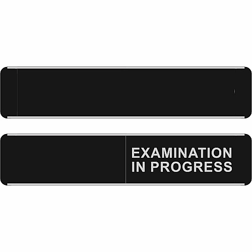Seco Door Signs Print/Message "EXAMINATION IN PROGRESS" - 10" Width x 2" Height - Door-mountable - Self-adhesive - Display, Meeting, Room - Aluminum, Polyvinyl Chloride (PVC) - Multicolor - 1 Each (BA111)