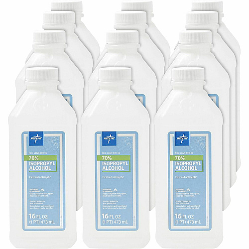 Medline Isopropyl Rubbing Alcohol For Cut, Scrape, Burn, Wound - 16 fl oz - 12 / Carton (MDS098003ZCT)