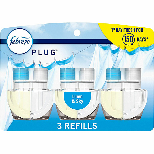 Febreze Plug Linen/Sky Oil Refill Oil - 0.8 fl oz (0 quart) - Linen & Sky - 50 Day - 3 / Pack (13846)
