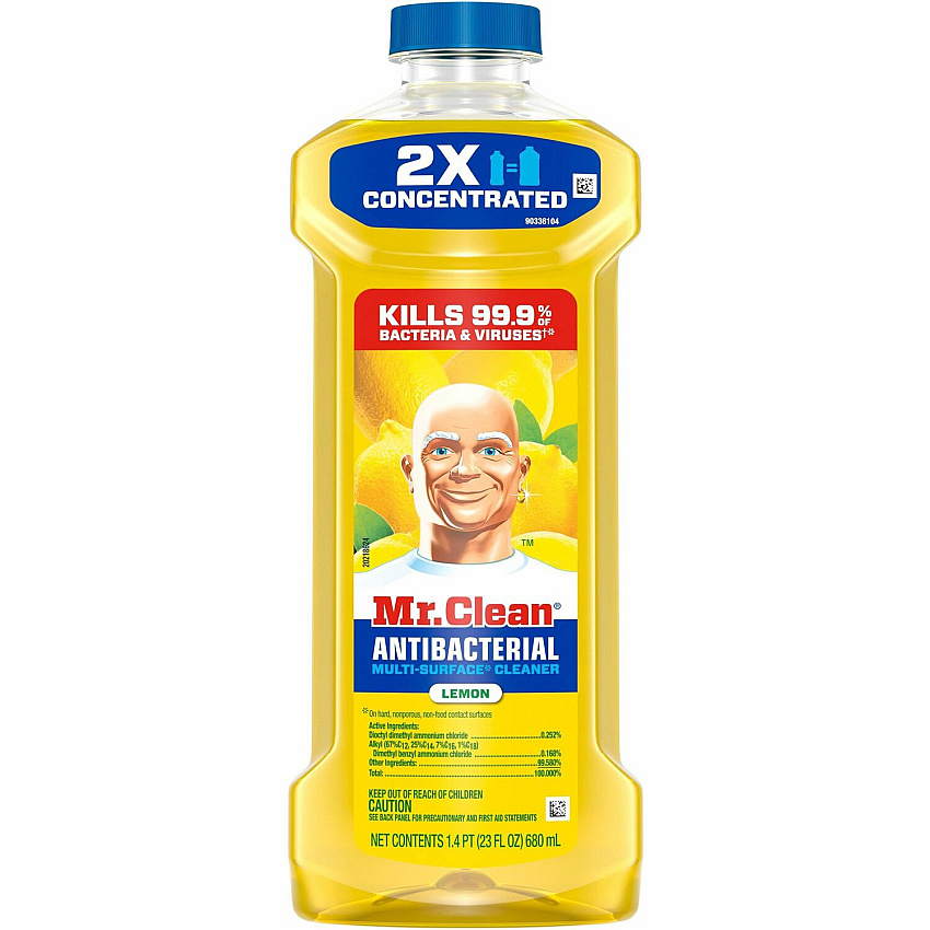 Mr. Clean 2X Concentrated Multi-Surface Cleaner For Multi Surface, Multipurpose - Concentrate - Liquid - 23 fl oz (0.7 quart) - Fresh, Lemon Scent - Long Lasting - Yellow - 1 Each (06892)