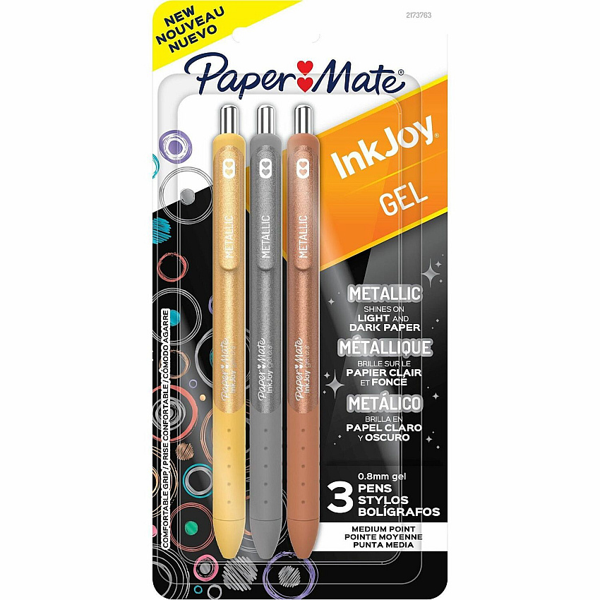 Paper Mate InkJoy Gel Pens 0.8 mm Medium Pen Point - Assorted Ink - Gel-based - Assorted Barrel - 3 / Pack (2173763)