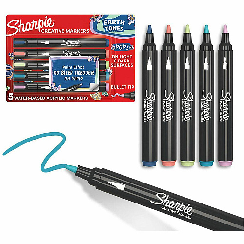 Sharpie Creative Markers Bullet, Medium Marker Point - Assorted Ink - Water Based - 5 / Pack (2209902)